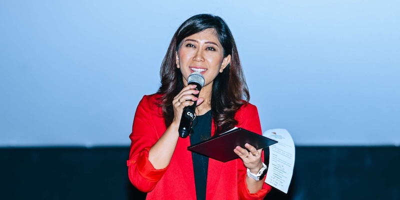 Menteri Komdigi (Menkomdigi), Meutya Hafid, memberikan sambutan pada private screening film “Cyberbullying” Jumat (4/7/25)./RRI